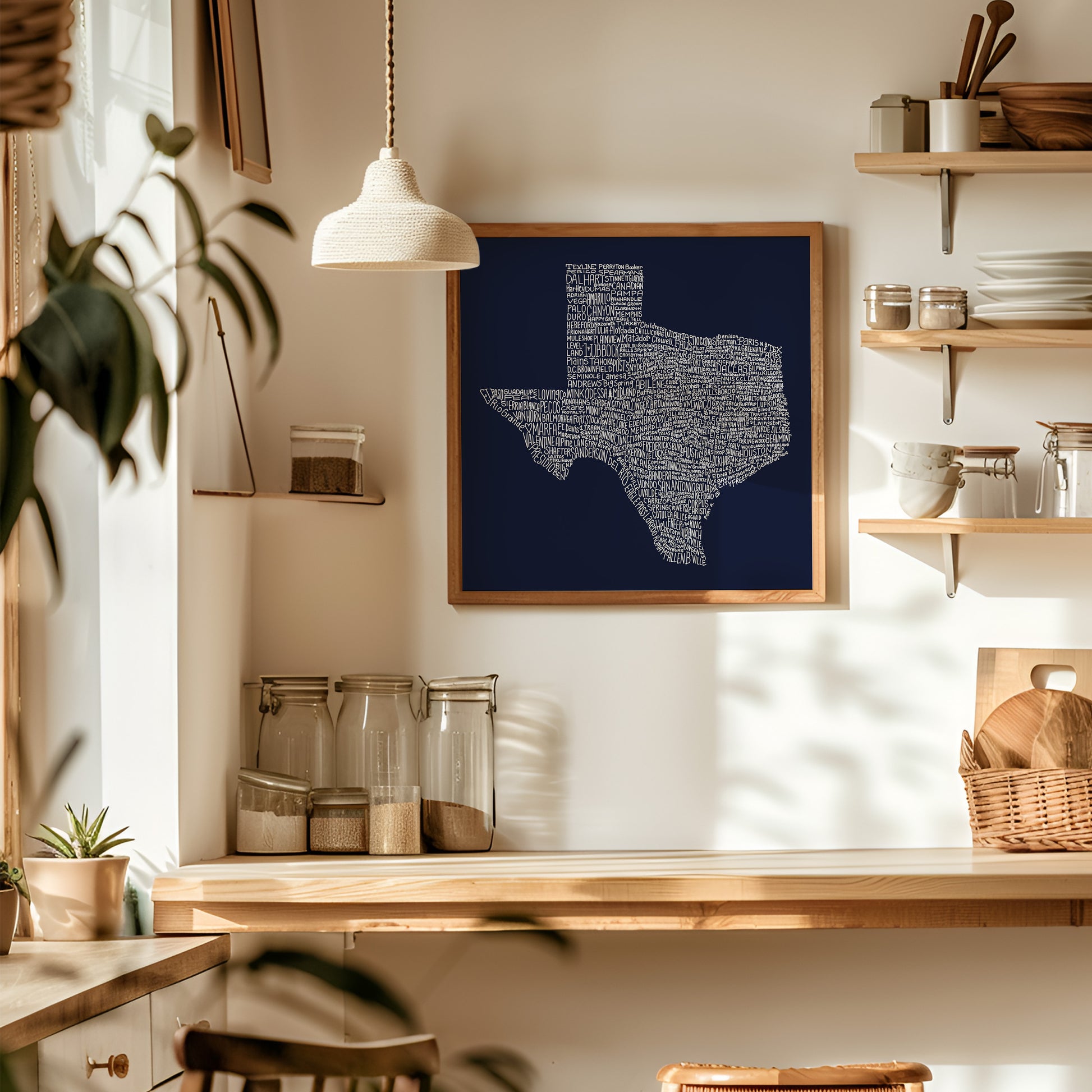 Texas Towns Home Decor Art Print (Navy Blue) - Tejas Country Club