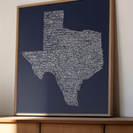 Texas Towns Home Decor Art Print (Navy Blue) - Tejas Country Club