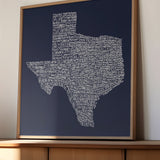 Texas Towns Home Decor Art Print (Navy Blue) - Tejas Country Club