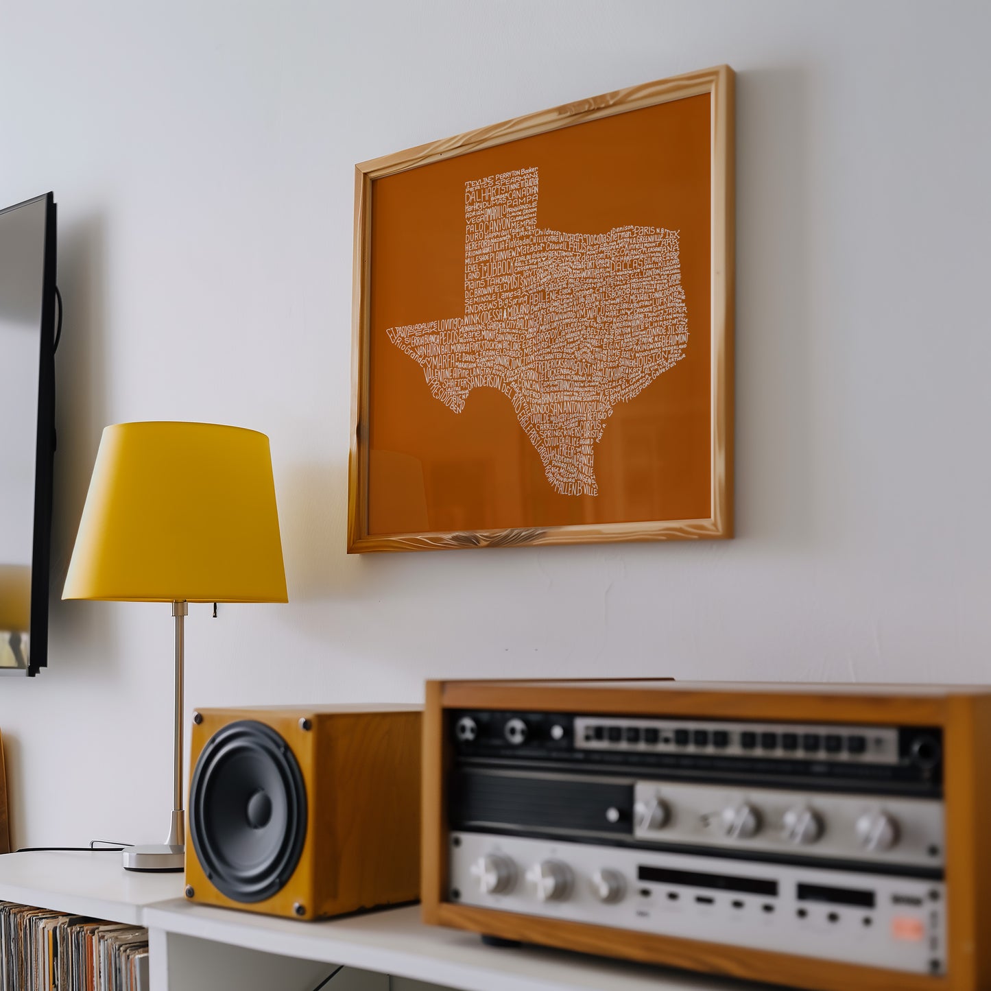 Texas Towns Home Decor Art Print (Orange) - Tejas Country Club