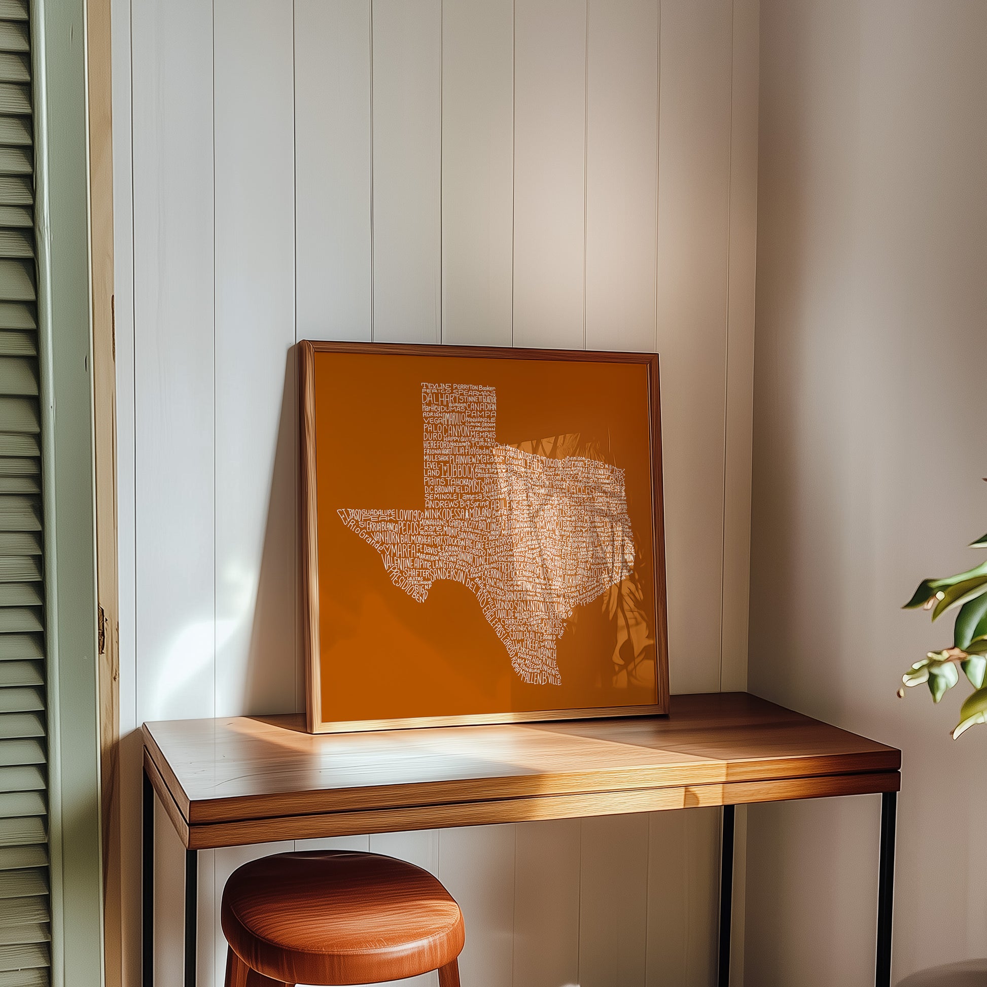 Texas Towns Home Decor Art Print (Orange) - Tejas Country Club