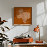 Texas Towns Home Decor Art Print (Orange) - Tejas Country Club