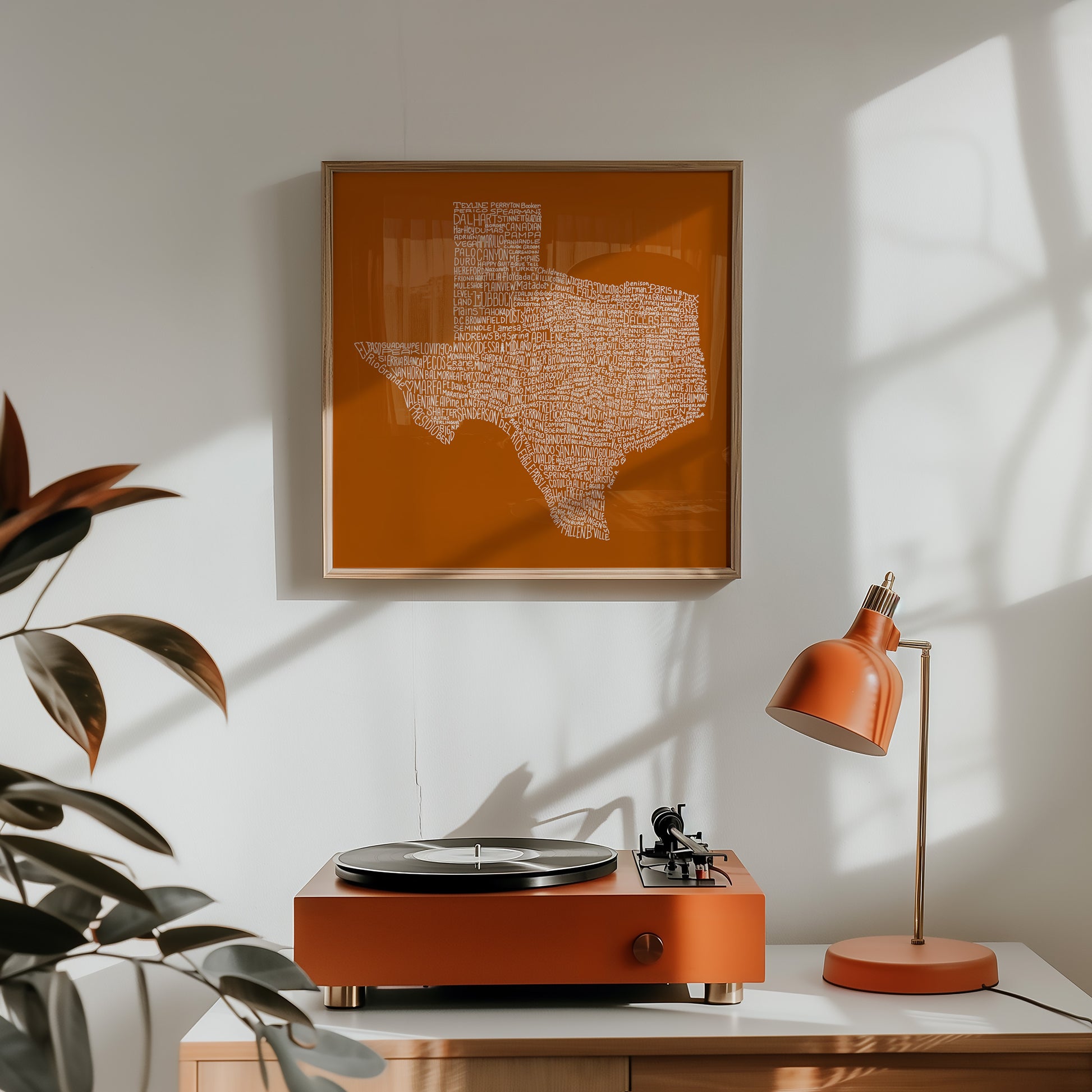 Texas Towns Home Decor Art Print (Orange) - Tejas Country Club