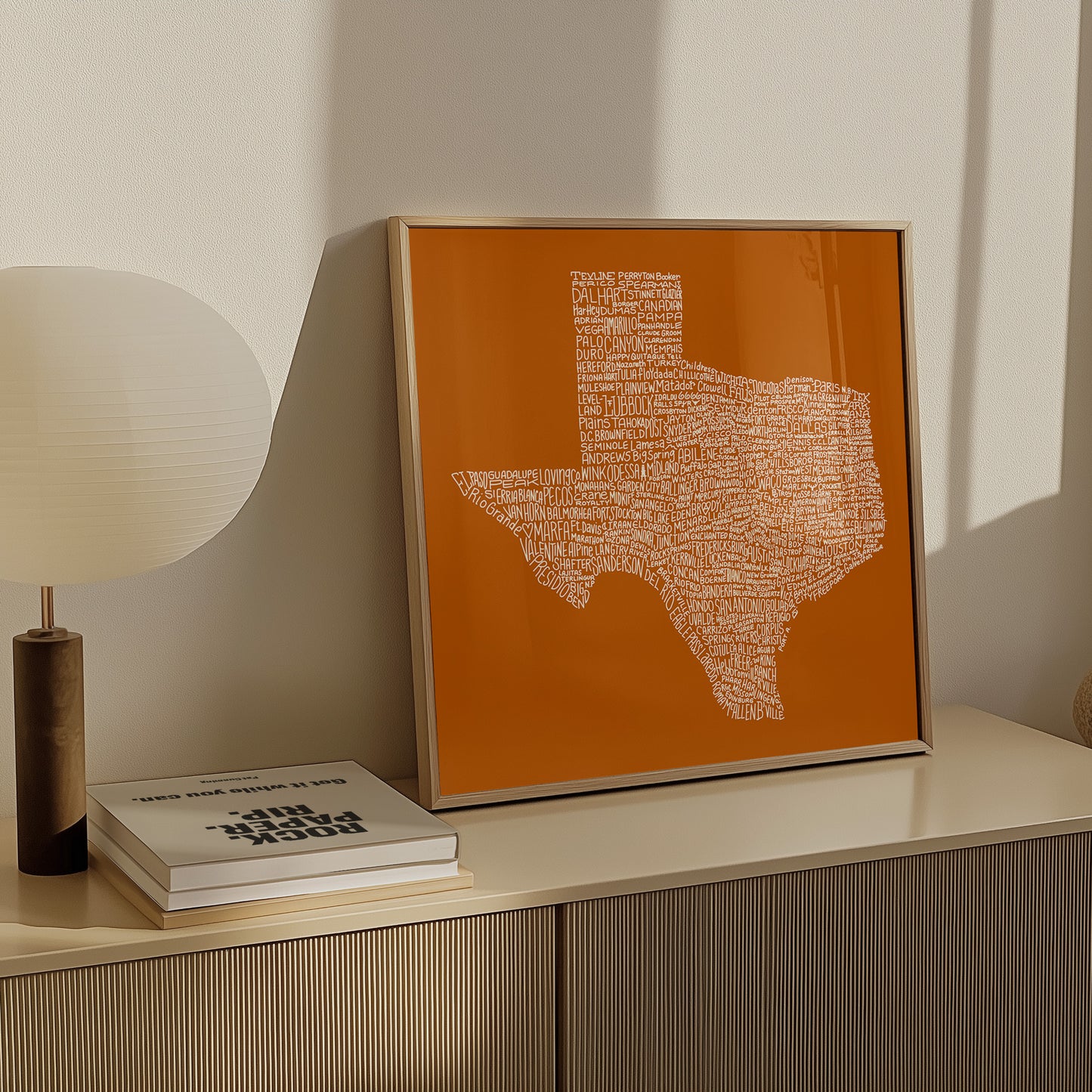 Texas Towns Home Decor Art Print (Orange) - Tejas Country Club