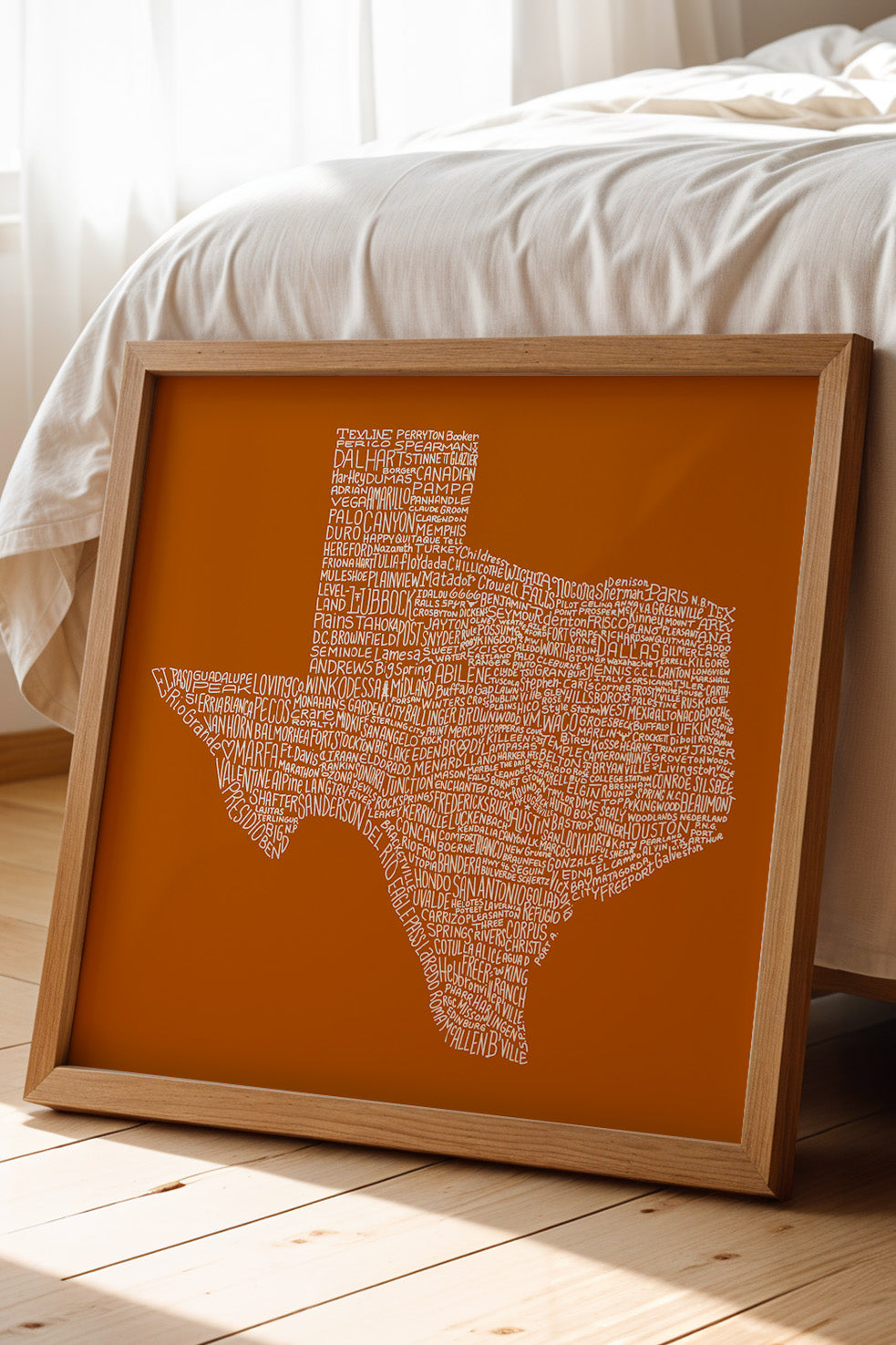 Texas Towns Home Decor Art Print (Orange) - Tejas Country Club