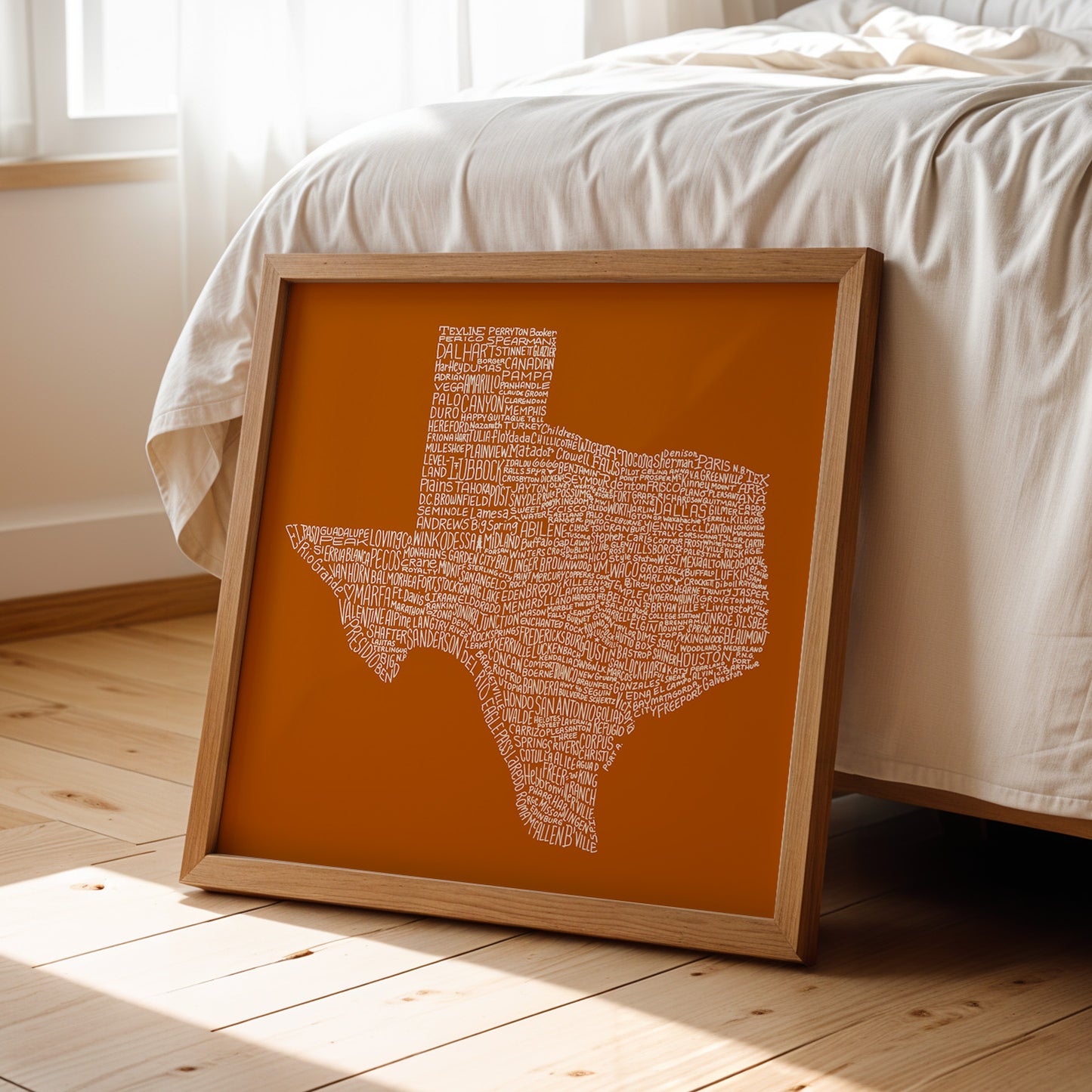 Texas Towns Home Decor Art Print (Orange) - Tejas Country Club