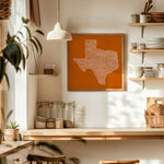 Texas Towns Home Decor Art Print (Orange) - Tejas Country Club
