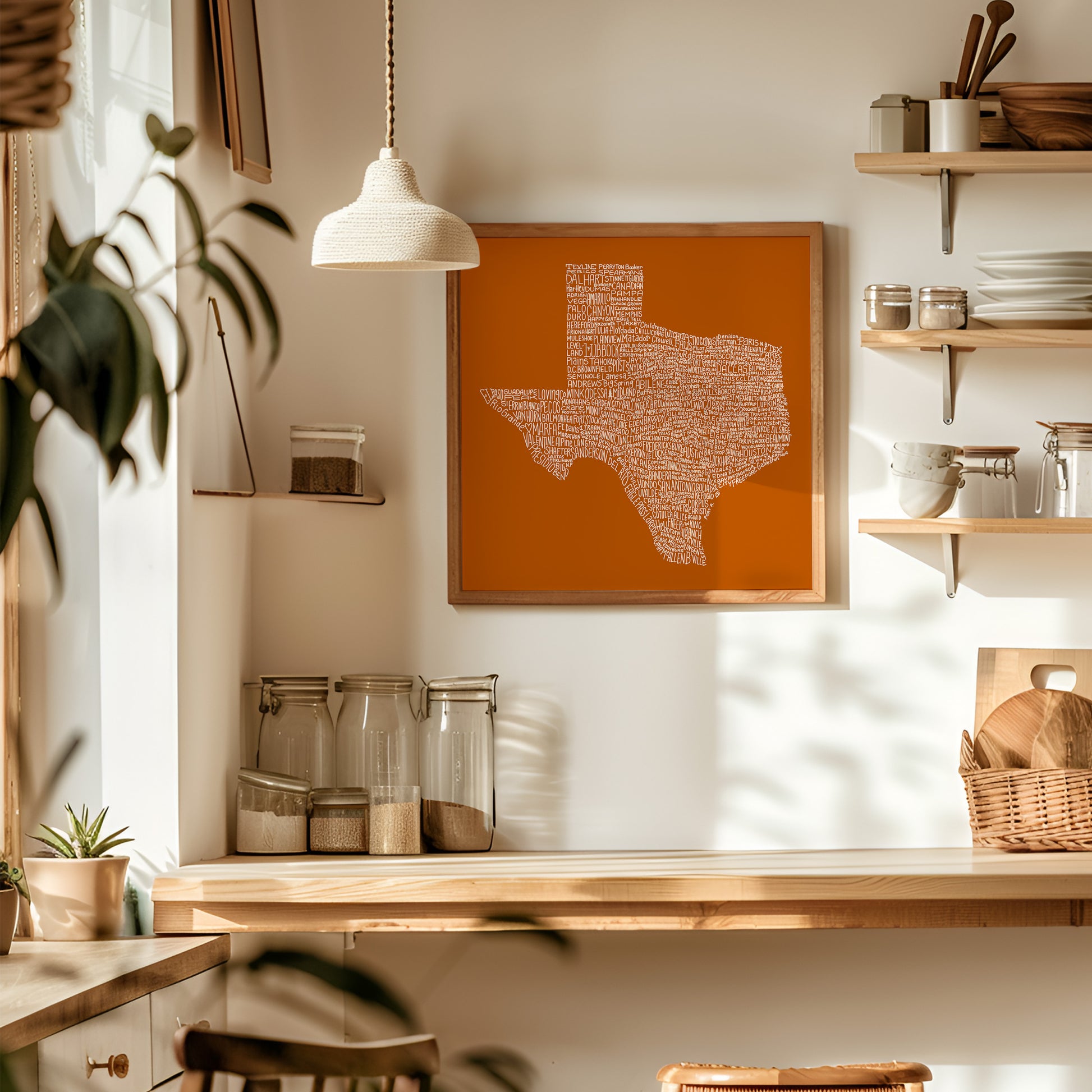 Texas Towns Home Decor Art Print (Orange) - Tejas Country Club
