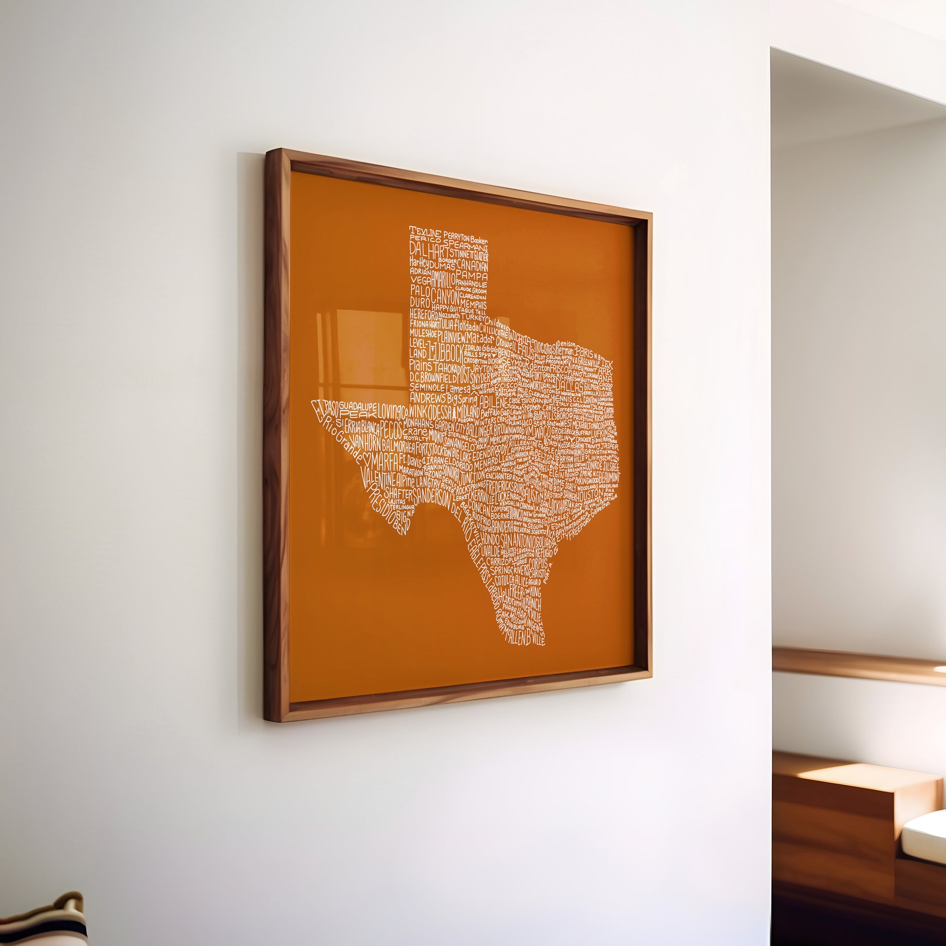 Texas Towns Home Decor Art Print (Orange) - Tejas Country Club
