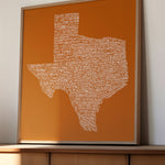 Texas Towns Home Decor Art Print (Orange) - Tejas Country Club