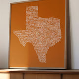 Texas Towns Home Decor Art Print (Orange) - Tejas Country Club