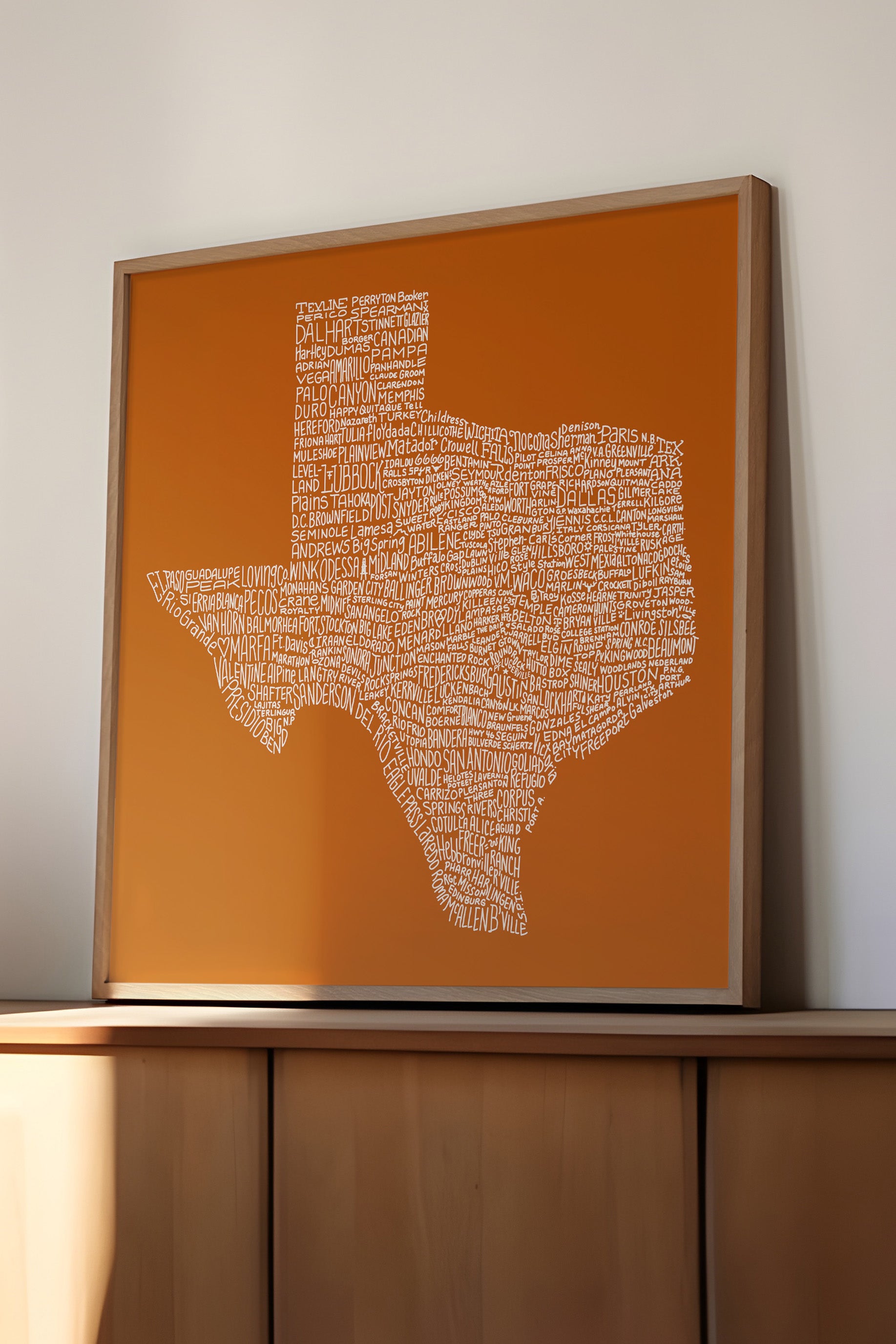 Texas Towns Home Decor Art Print (Orange) - Tejas Country Club