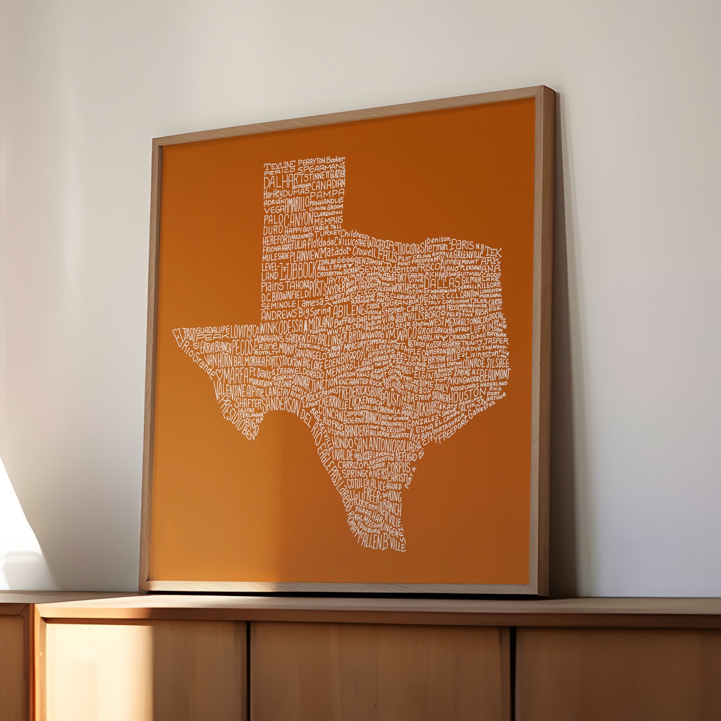 Texas Towns Home Decor Art Print (Orange) - Tejas Country Club
