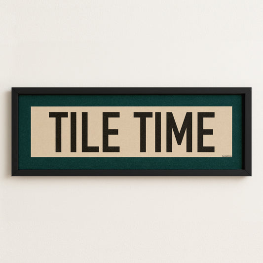Framed Tile Time Mahjong Art Scroll Sign