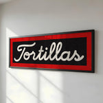 Framed Tortillas Black White Red Trim Art Print - Tejas Country Club