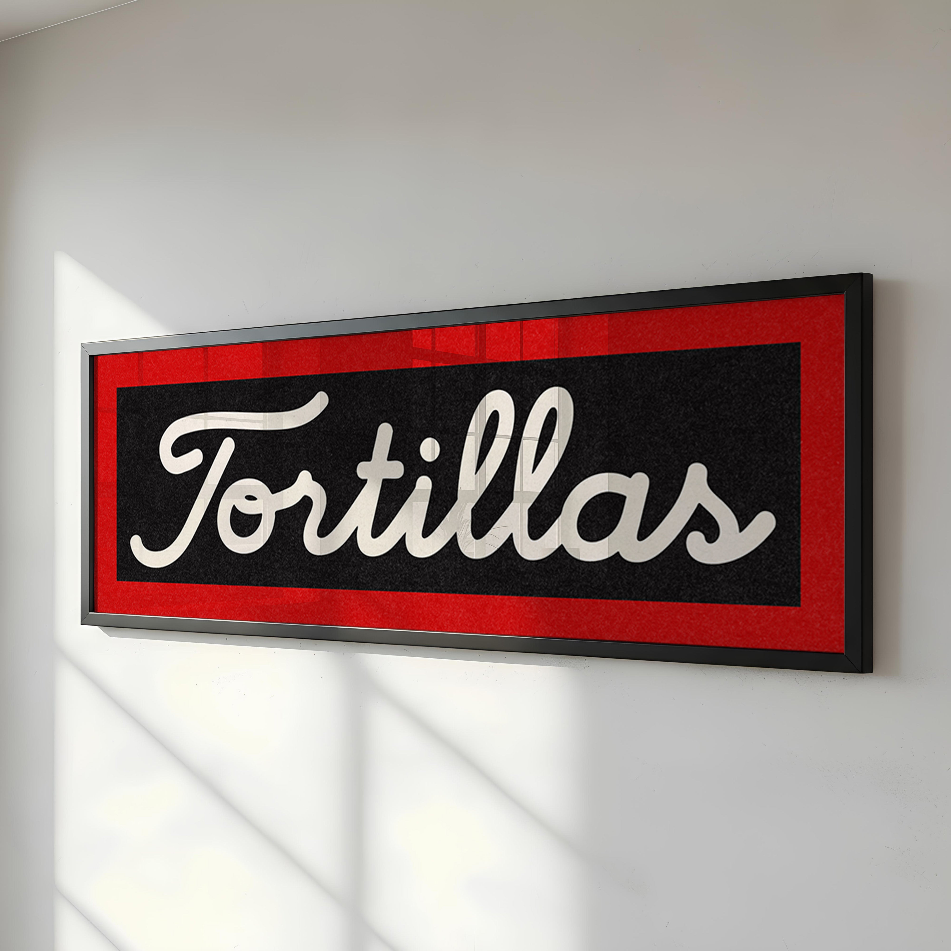 Framed Tortillas Black White Red Trim Art Print - Tejas Country Club