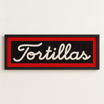 Framed Tortillas Black White Red Trim Art Print - Tejas Country Club