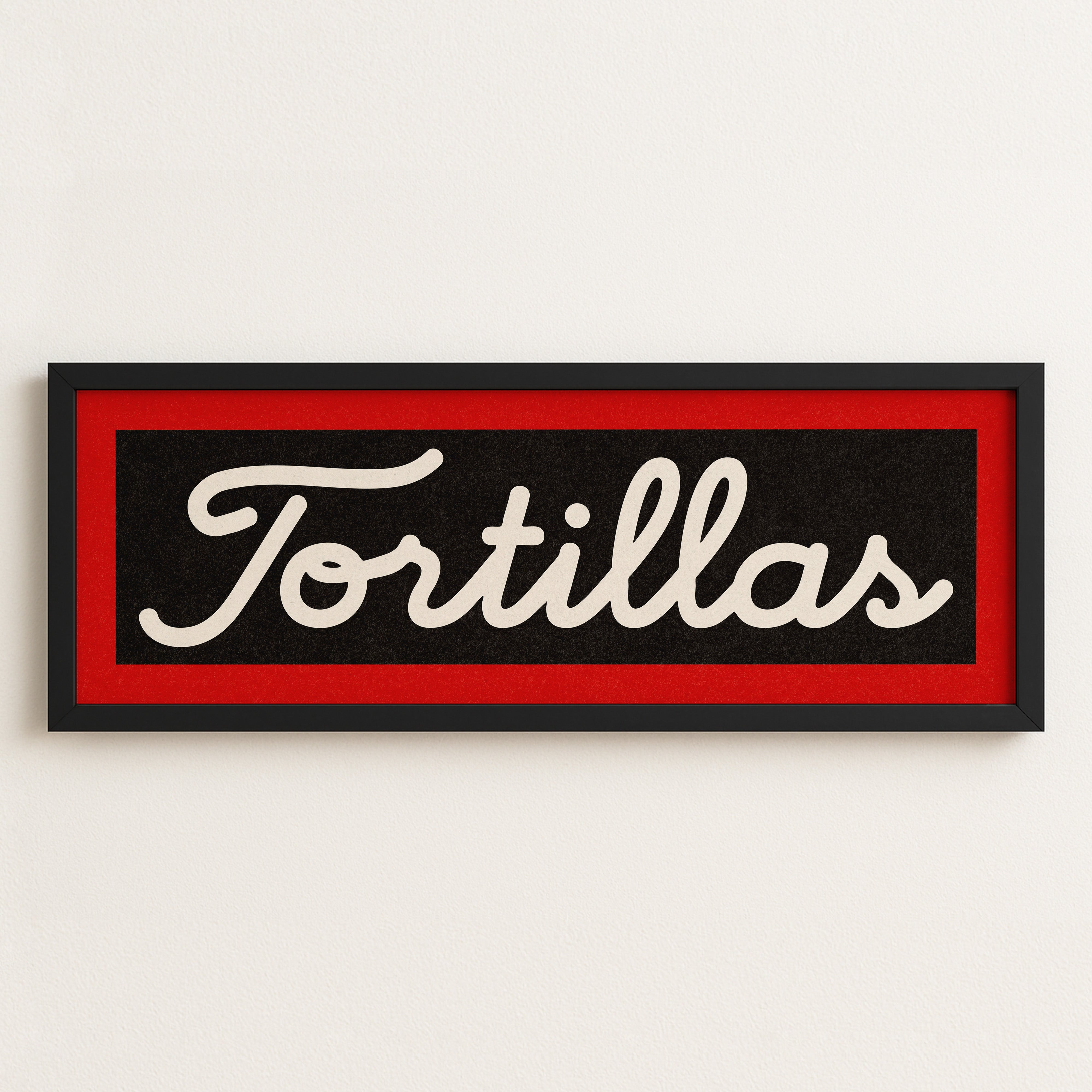 Framed Tortillas Black White Red Trim Art Print - Tejas Country Club