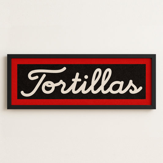 Framed Tortillas Black White Red Trim Art Print - Tejas Country Club