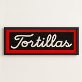 Framed Tortillas Black White Red Trim Art Print - Tejas Country Club