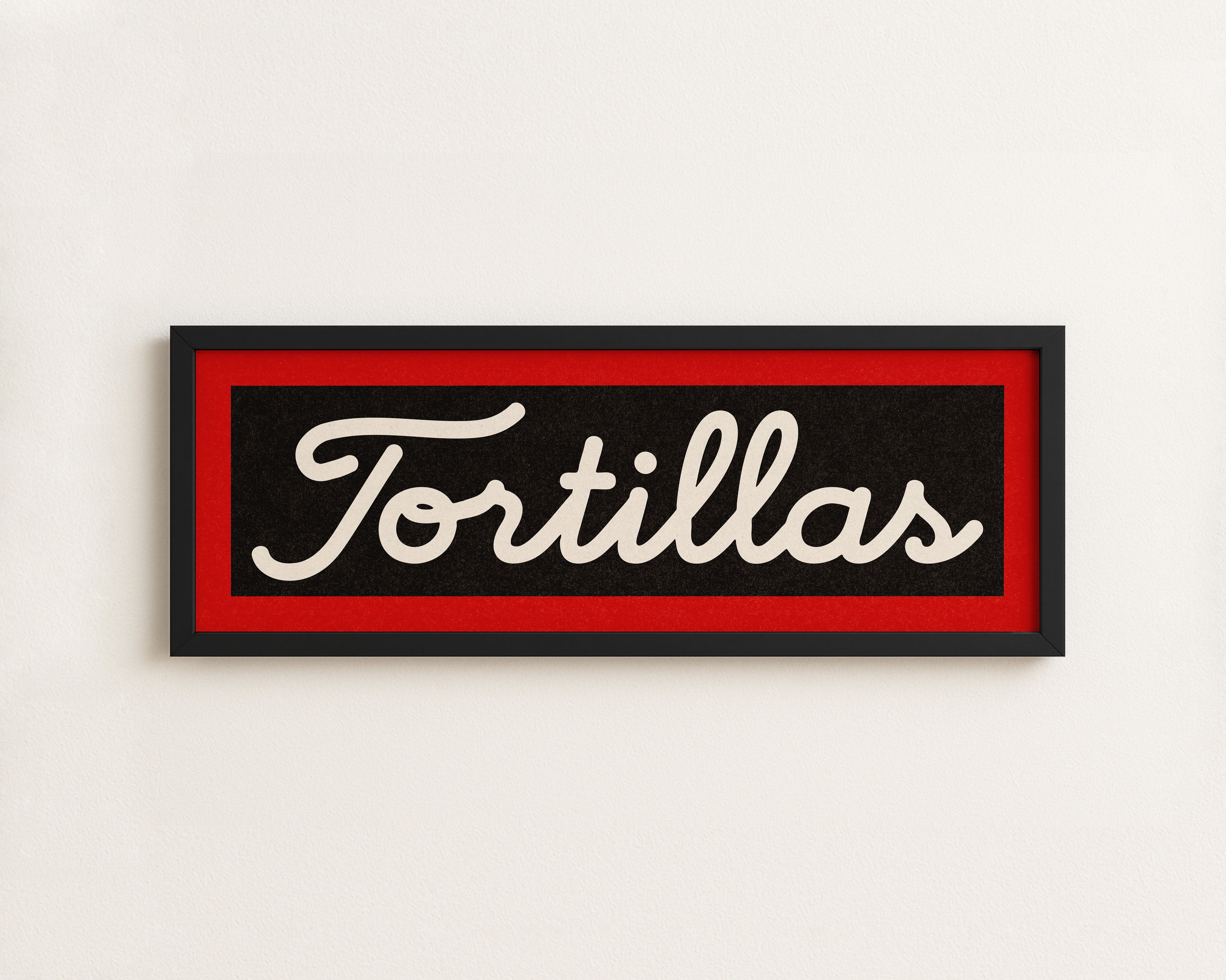 Framed Tortillas Black White Red Trim Art Print - Tejas Country Club