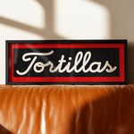 Framed Tortillas Black White Red Trim Art Print - Tejas Country Club