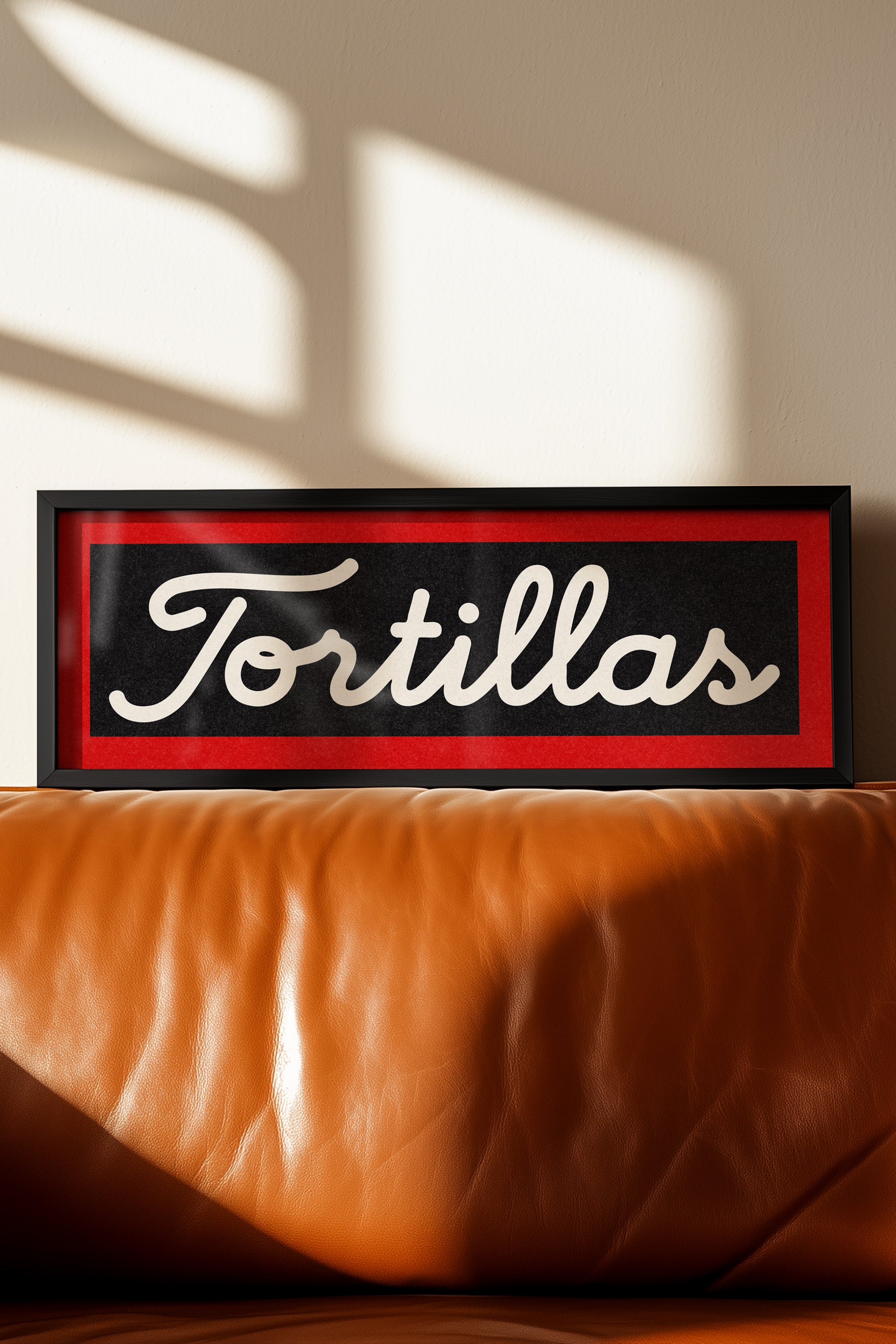 Framed Tortillas Black White Red Trim Art Print - Tejas Country Club