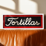 Framed Tortillas Black White Red Trim Art Print - Tejas Country Club
