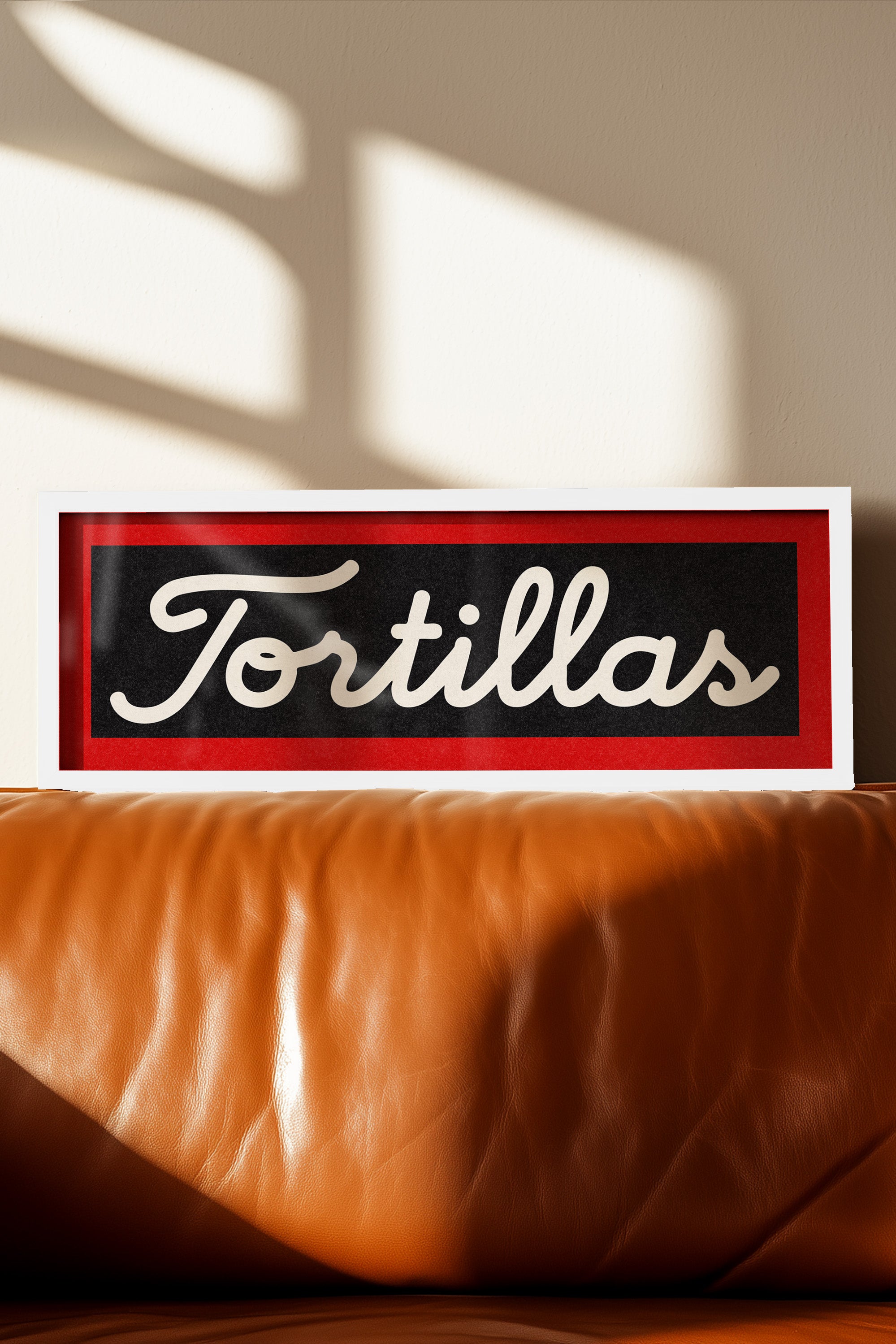 Framed Tortillas Black White Red Trim Art Print - Tejas Country Club