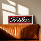 Framed Tortillas Black White Red Trim Art Print - Tejas Country Club