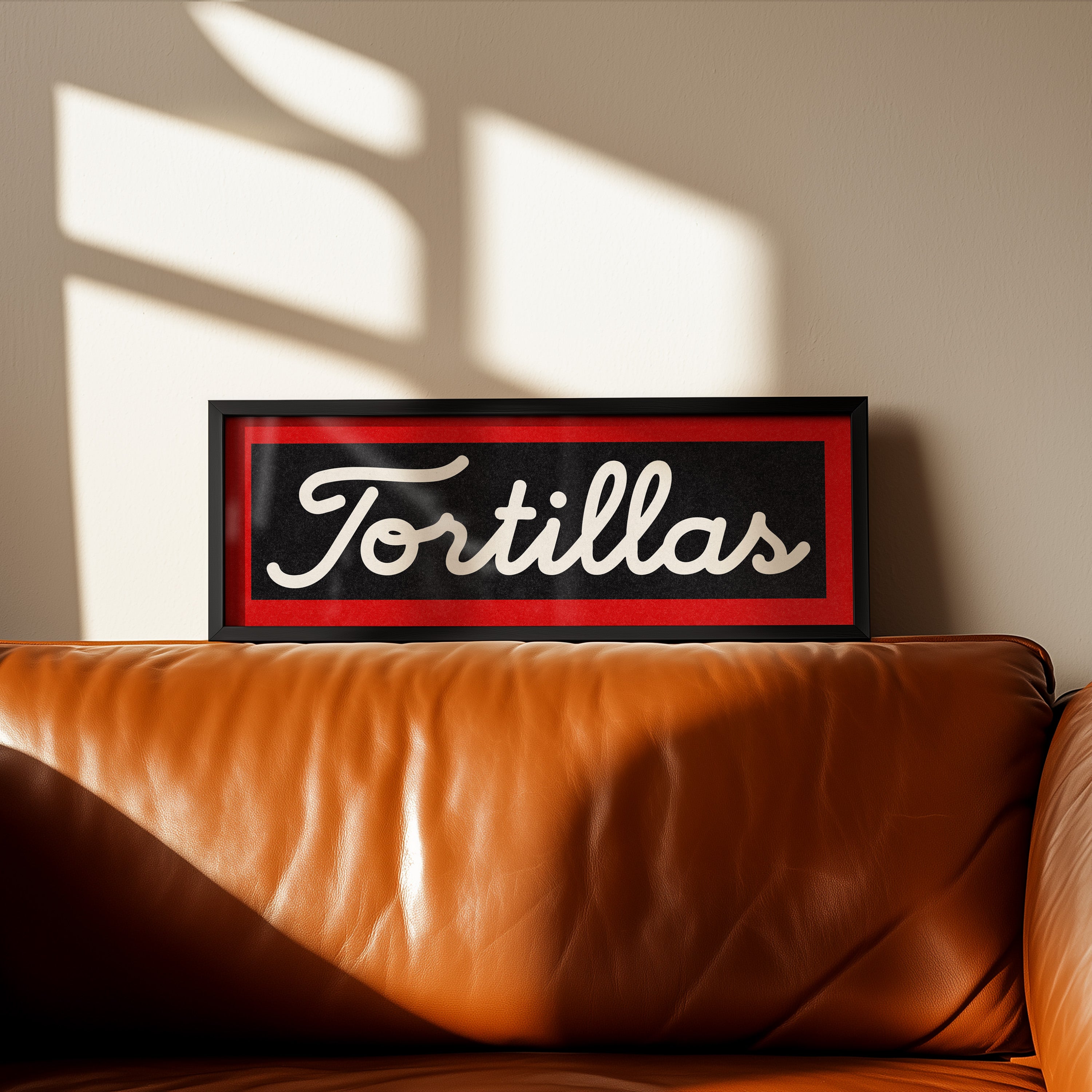 Framed Tortillas Black White Red Trim Art Print - Tejas Country Club