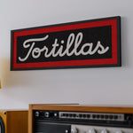 Framed Tortillas Black White Red Trim Art Print - Tejas Country Club