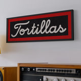 Framed Tortillas Black White Red Trim Art Print - Tejas Country Club