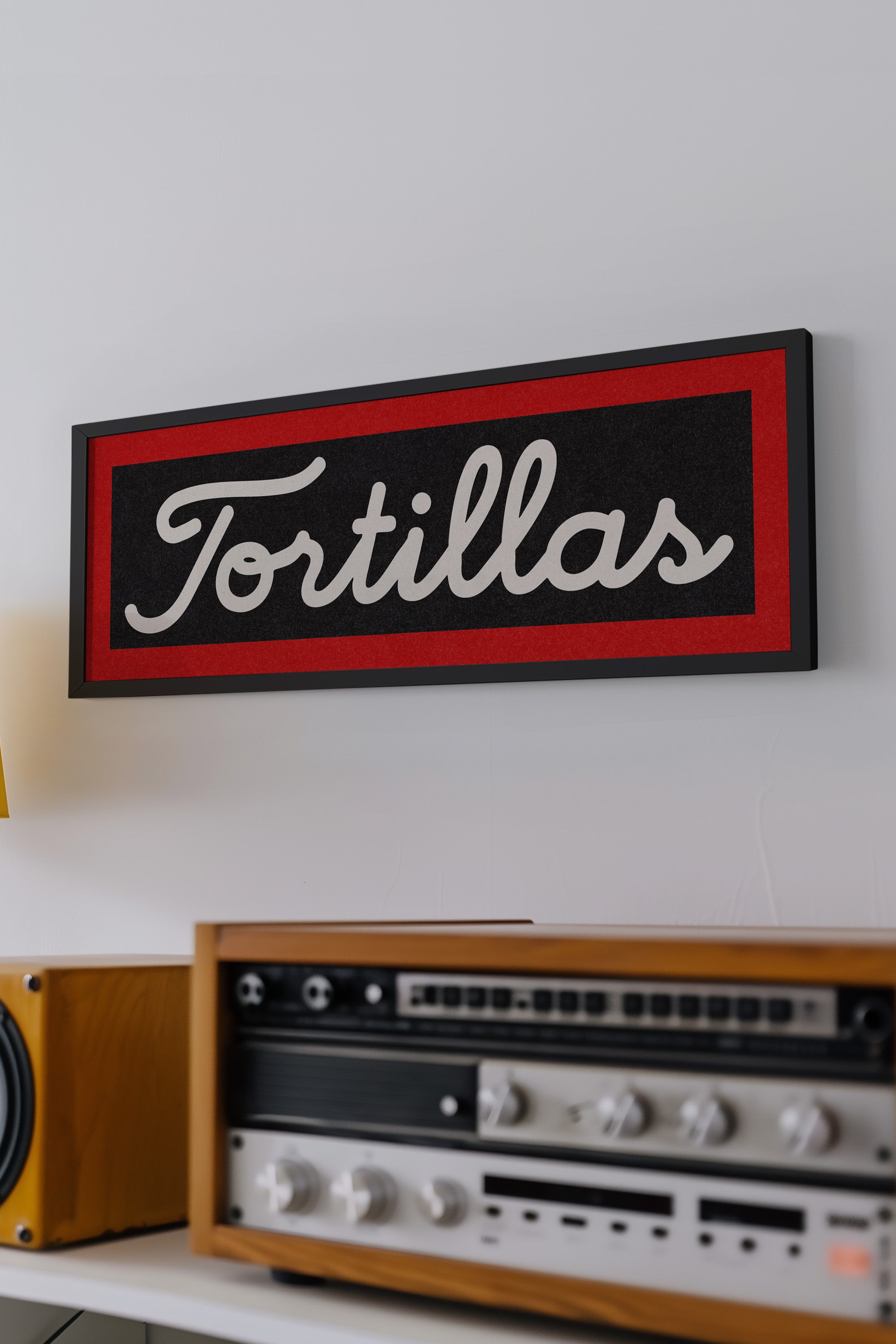 Framed Tortillas Black White Red Trim Art Print - Tejas Country Club