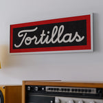 Framed Tortillas Black White Red Trim Art Print - Tejas Country Club