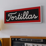 Framed Tortillas Black White Red Trim Art Print - Tejas Country Club