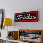 Framed Tortillas Black White Red Trim Art Print - Tejas Country Club