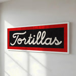 Framed Tortillas Black White Red Trim Art Print - Tejas Country Club