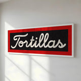 Framed Tortillas Black White Red Trim Art Print - Tejas Country Club