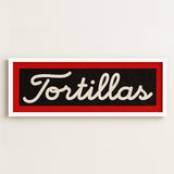 Framed Tortillas Black White Red Trim Art Print - Tejas Country Club