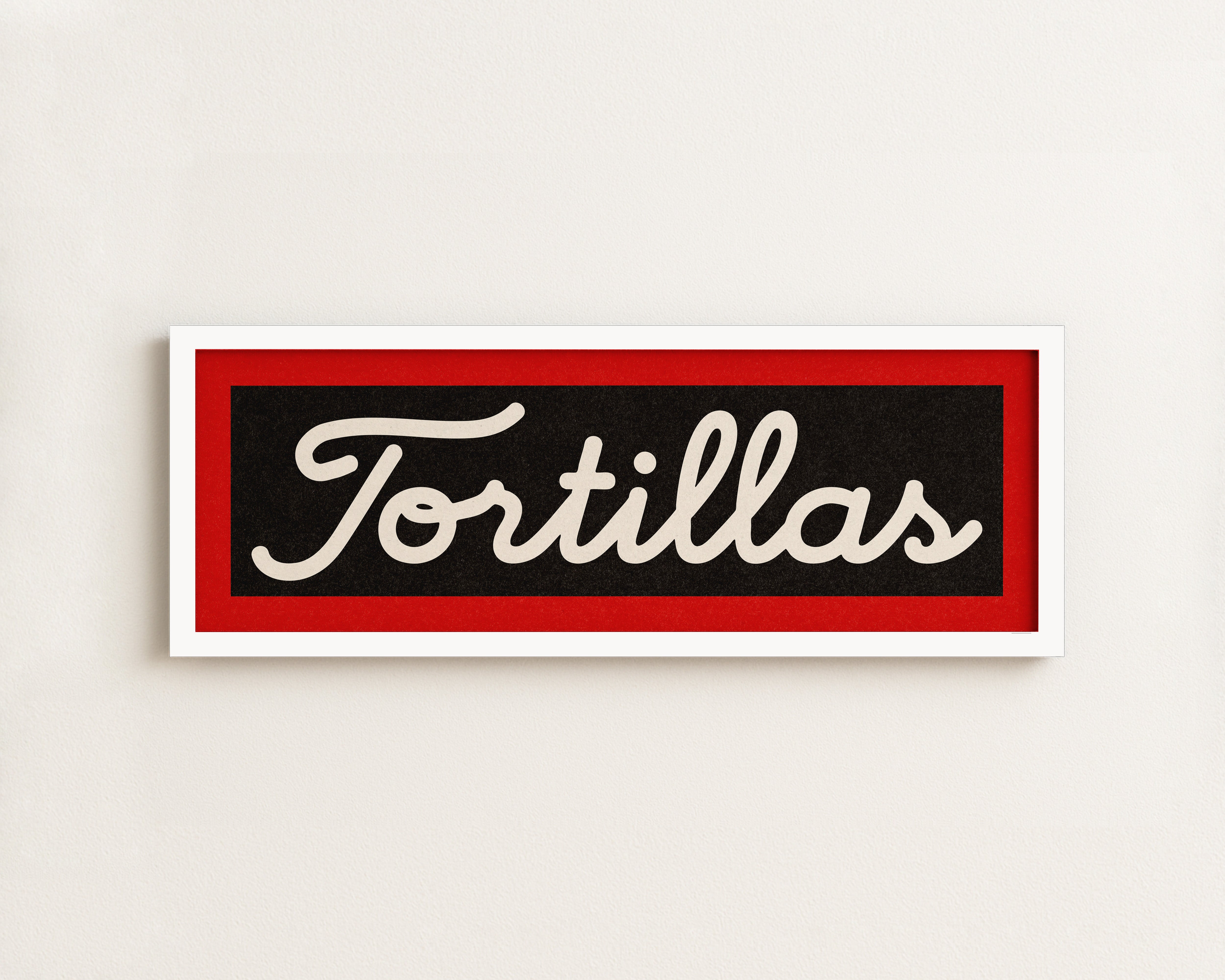Framed Tortillas Black White Red Trim Art Print - Tejas Country Club