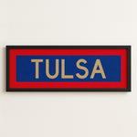 Framed Tulsa Red Blue and Gold Bus Scroll - Tejas Country Club