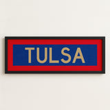 Framed Tulsa Red Blue and Gold Bus Scroll - Tejas Country Club
