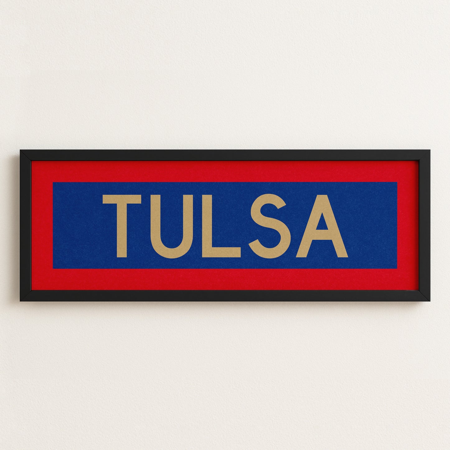 Framed Tulsa Red Blue and Gold Bus Scroll - Tejas Country Club
