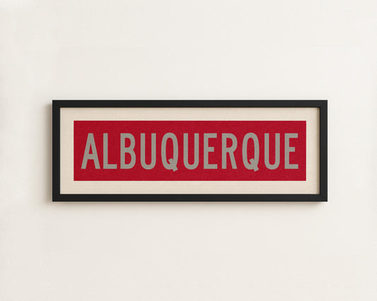 Framed Albuquerque Red and Silver Bus Scroll - Tejas Country Club