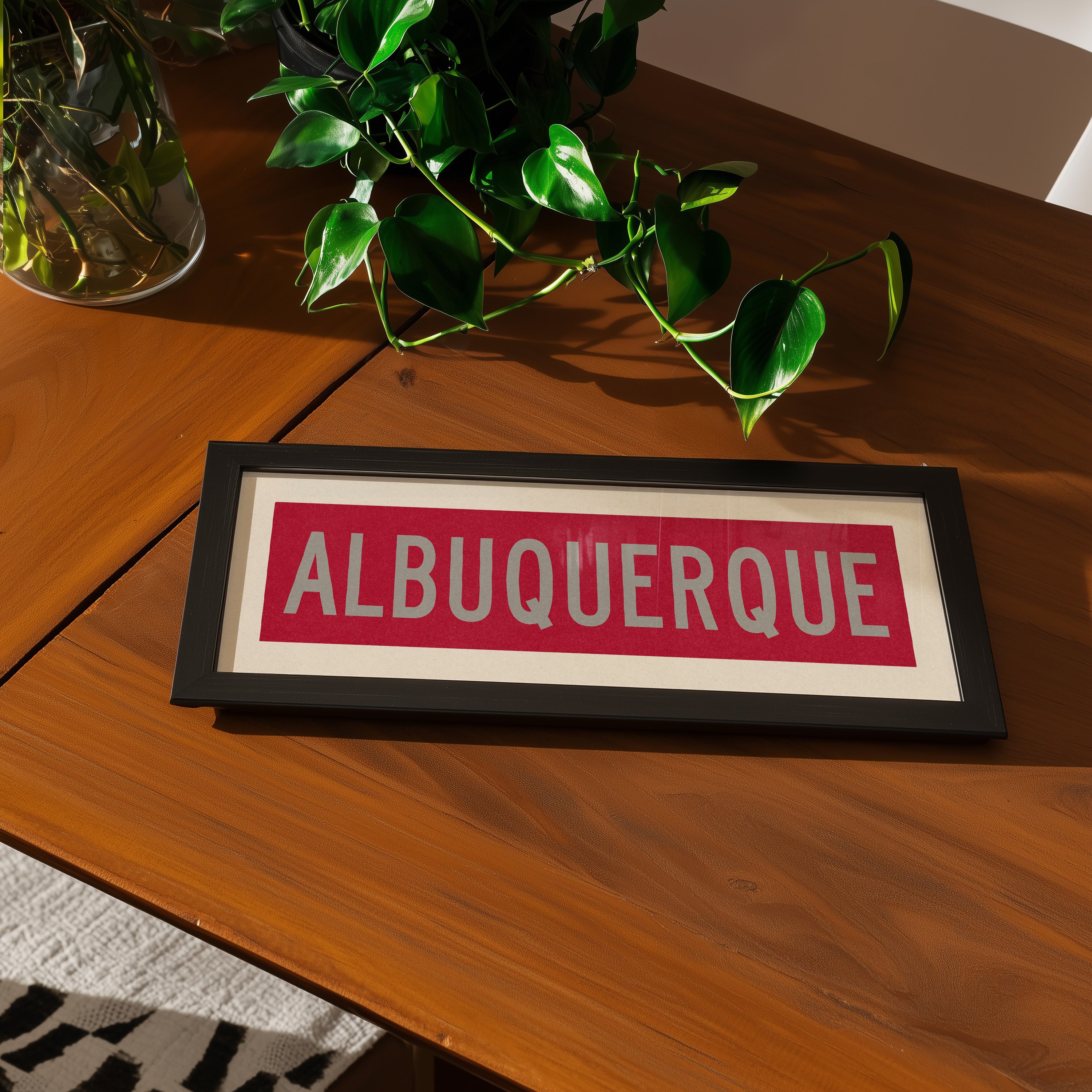 Framed Albuquerque Red and Silver Bus Scroll - Tejas Country Club
