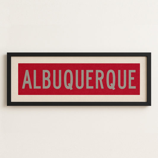 Framed Albuquerque Red and Silver Bus Scroll - Tejas Country Club