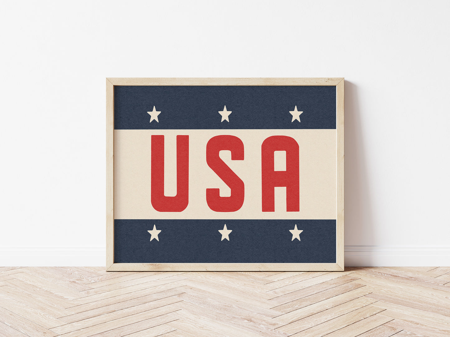 Framed USA Vintage Style Flag Print - Tejas Country Club