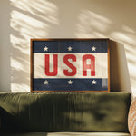Framed USA Vintage Style Flag Print - Tejas Country Club
