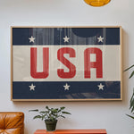Framed USA Vintage Style Flag Print - Tejas Country Club